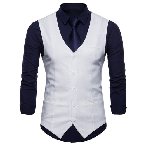 Herren elegante Anzugweste mit praktischen Taschen und detailliertem Design R&B