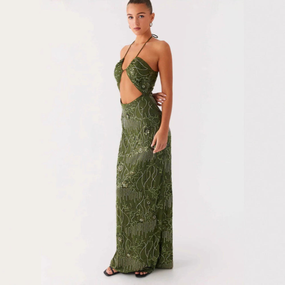 Damen Glamouröses Maxikleid mit floralem Muster und Cut-Out-Details R&B