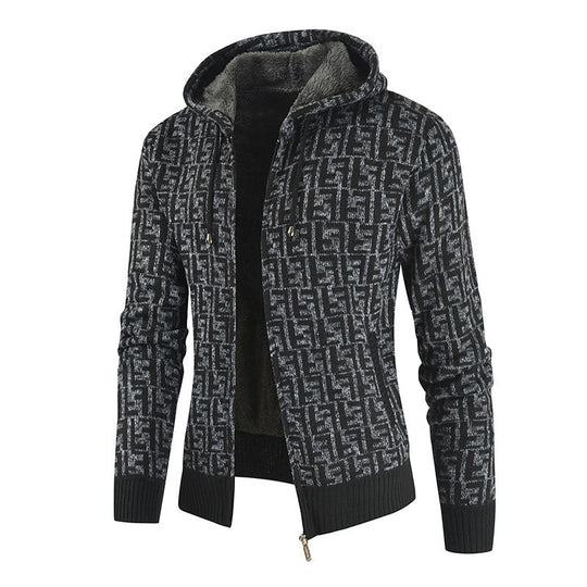 Herren Warm gefütterte Kapuzenjacke R&B