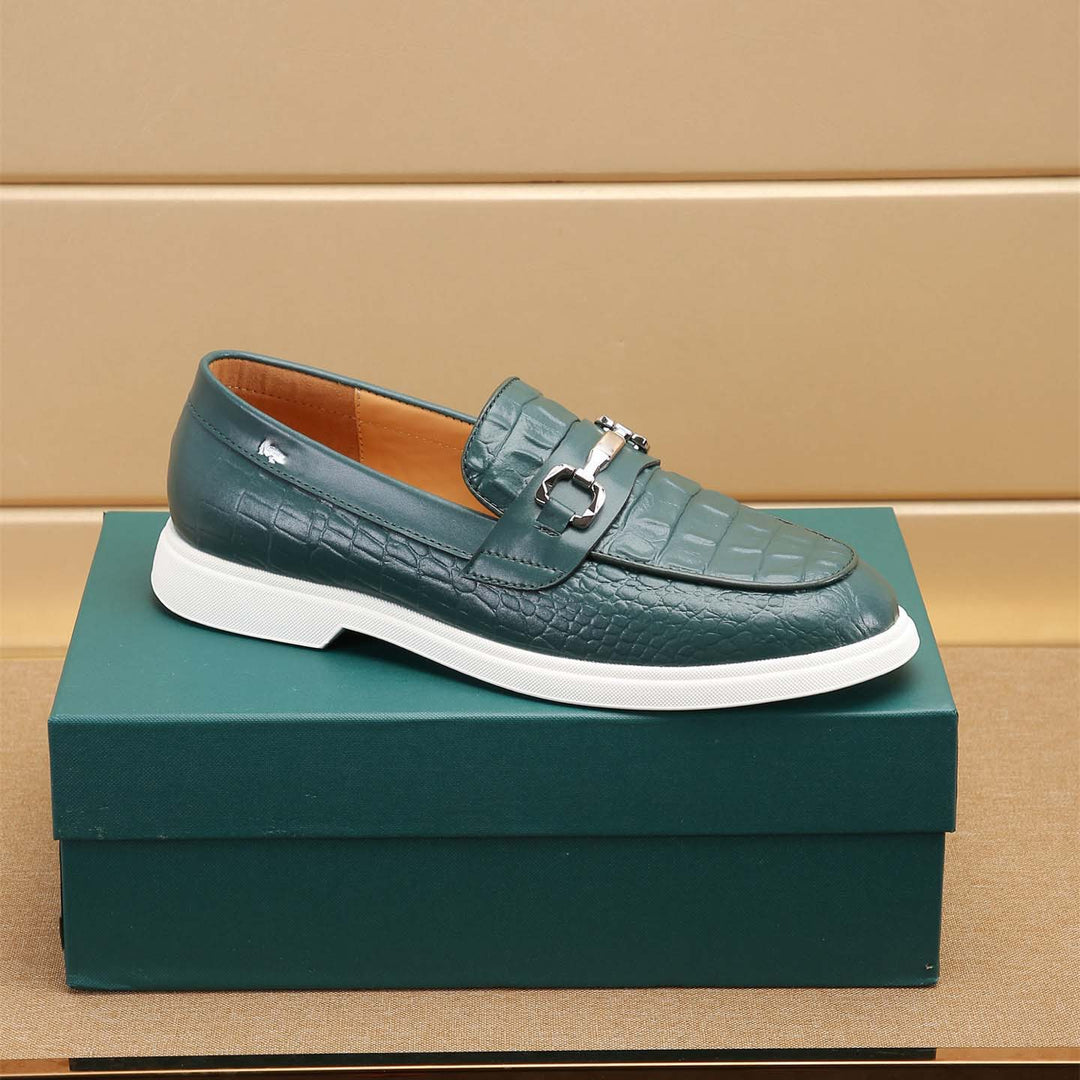 Damen Mokassin Slipper mit modischem Krokodil-Leder-Design R&B