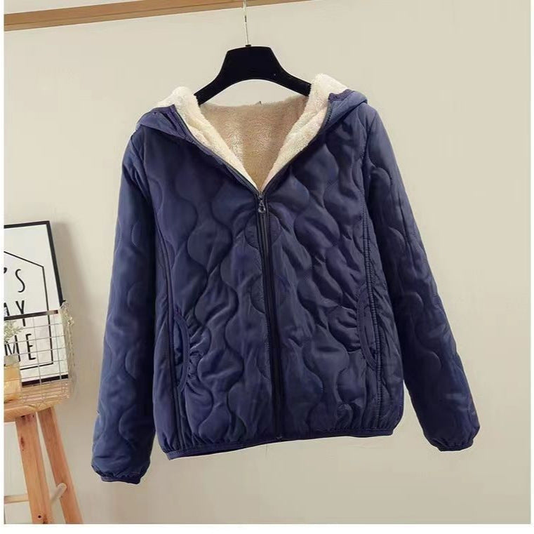 Damen gesteppte Winterjacke mit Kapuze R&B
