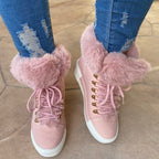 Damen Sportliche High-Top Sneaker mit flauschigem Kunstfellkragen R&B