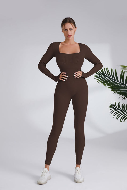 Damen Leggingsanzug mit elegantem Quadrat-Ausschnitt und figurbetonendem Schnitt R&B