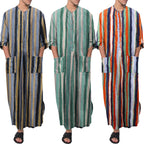 Herren nan lockerer Kaftan aus Leinenmischung mit Knopfleiste und aufgesetzten Taschen R&B