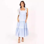 Damen Maxikleid mit verstellbaren Trägern und Rüschendetails R&B