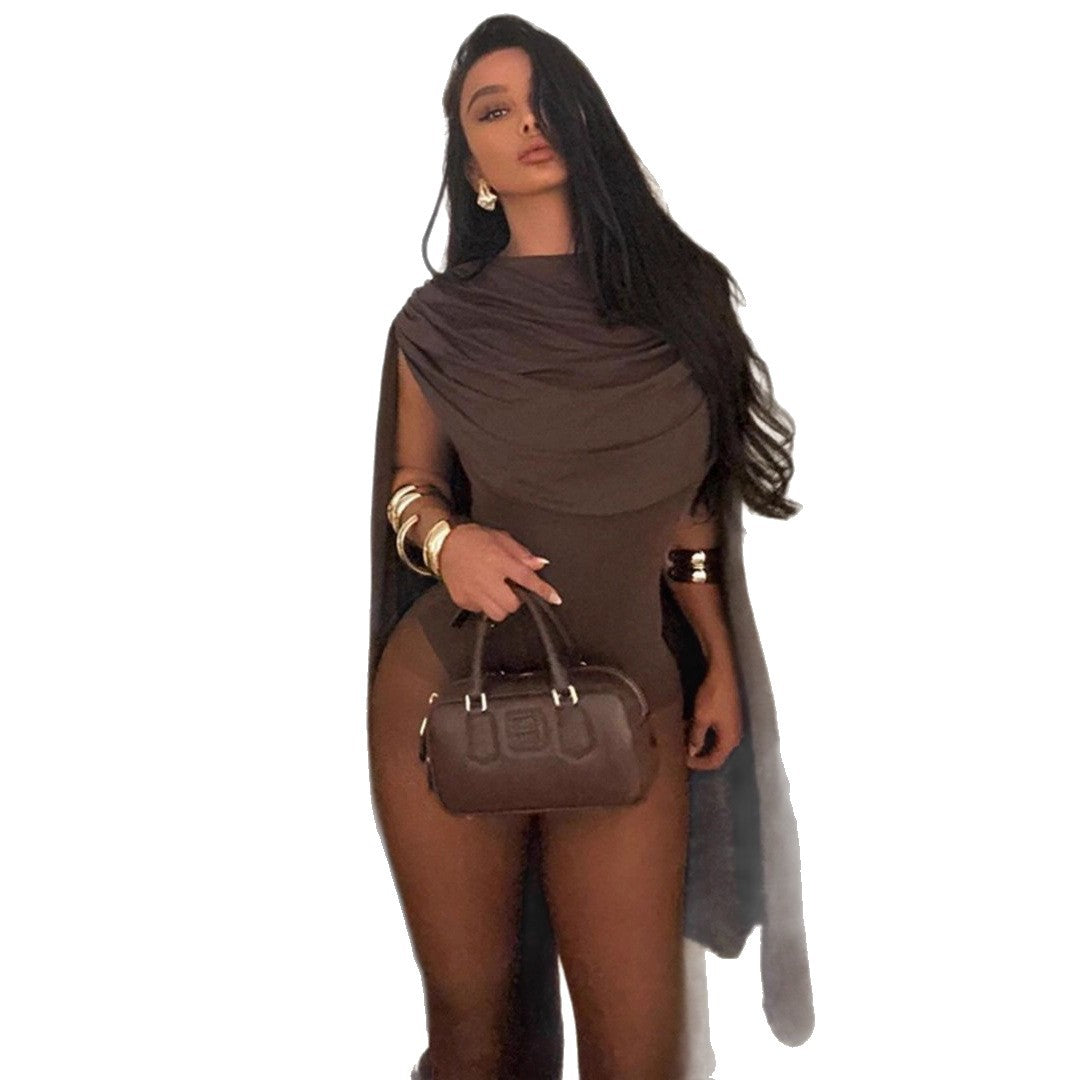 Damen Figurbetontes Cocktailkleid mit kapuzenähnlichem Detail R&B