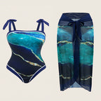Damen Einteiler Badeanzug mit elegantem transparentem Cover-Up