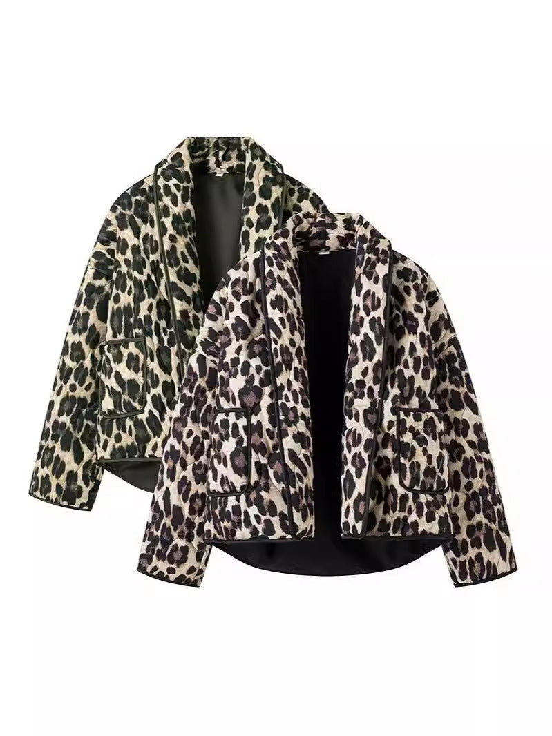 Damen modische Leo-Jacke im lässigen Schnitt mit praktischen Taschen R&B