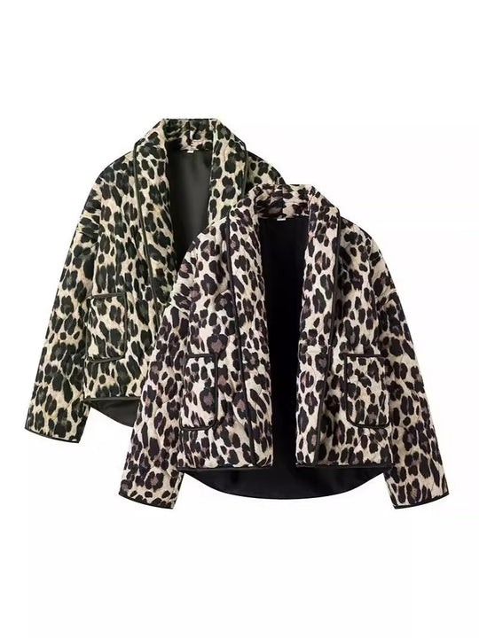 Damen modische Leo-Jacke im lässigen Schnitt mit praktischen Taschen R&B