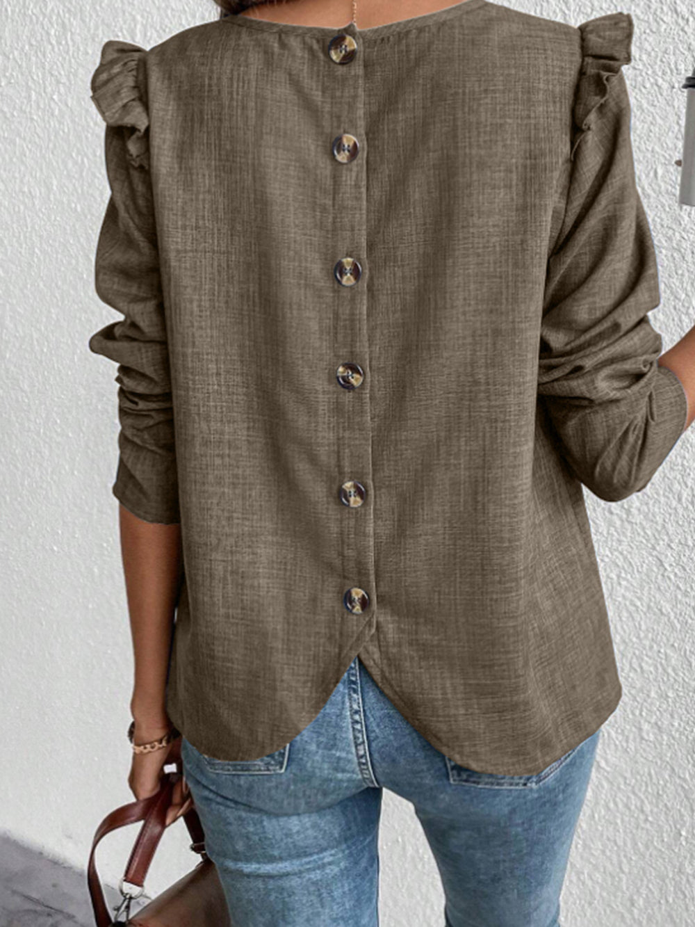Damen Elegante Bluse mit Rüschendetails und Rundhalsausschnitt R&B
