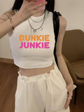 Damen Crop-Top mit auffälligem Schriftzug und körpernahem Schnitt R&B