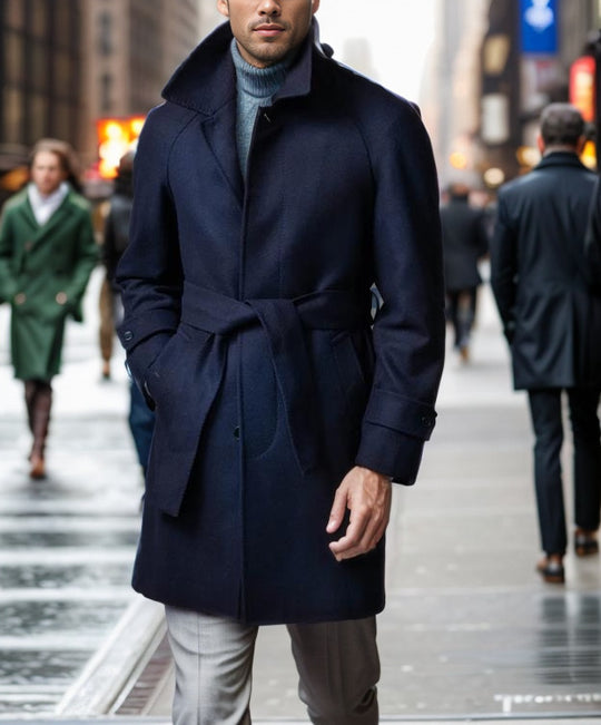 Herren Eleganter Woll-Trenchcoat R&B