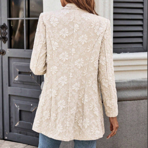 Damen Elegante Blazerjacke mit floralem Stickdesign R&B