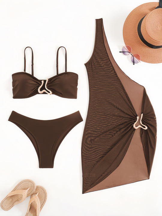 Damen Bikini-Set mit modernem Wickelrock und elastischem Oberteil R&B