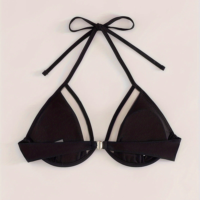 Damen Triangel-Bikini mit transparentem Detail