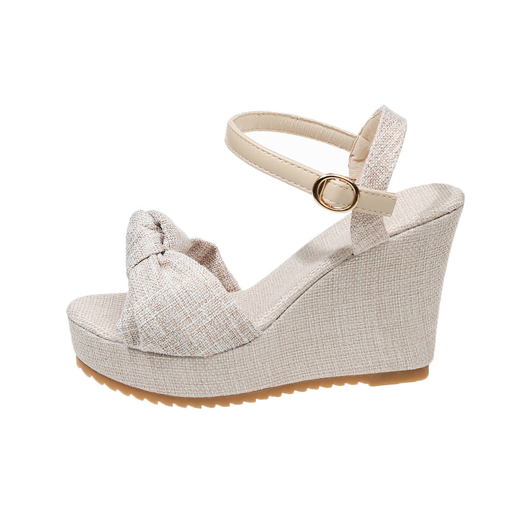 Damen Wedge-Sandalen mit doppeltem Riemendesign und modischem Schleifenakzent R&B