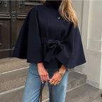 Damen elegante Wickeljacke mit Taillengürtel R&B