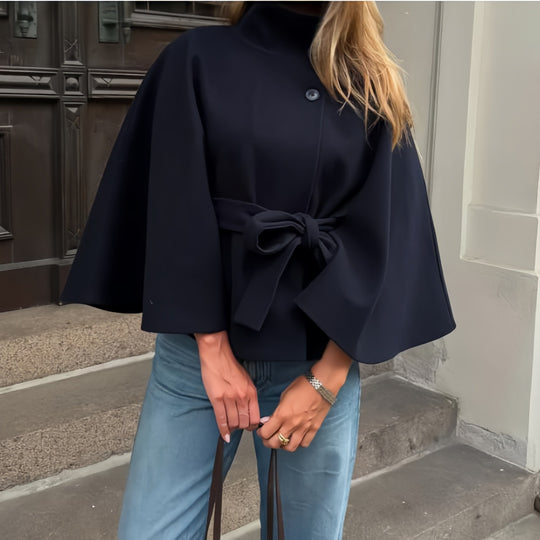 Damen elegante Wickeljacke mit Taillengürtel R&B