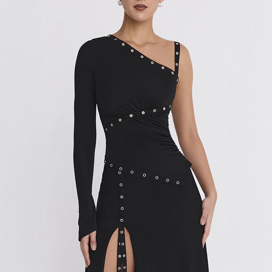 Damen Elegantes Oberteil mit asymmetrischem Schnitt und dekorativen Ösen R&B