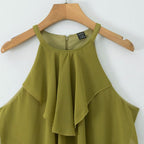 Damen Maxikleid mit schwingenden Volants R&B