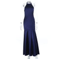 Damen Elegantes Maxikleid mit hohem Kragen und ausgestelltem Rock R&B