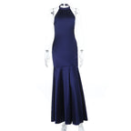 Damen Elegantes Maxikleid mit hohem Kragen und ausgestelltem Rock R&B