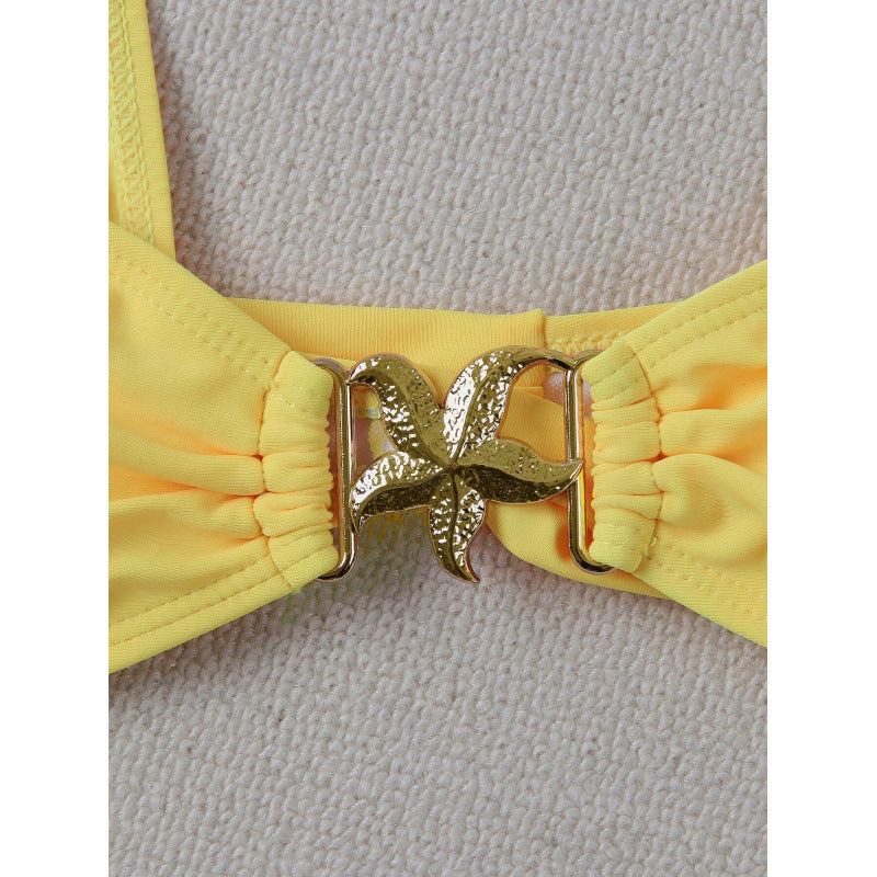 Damen Bikini-Set mit breiten Trägern und metallischem Akzent R&B