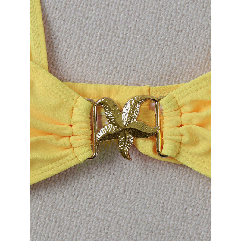 Damen Bikini-Set mit breiten Trägern und metallischem Akzent R&B