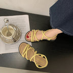 Damen Sommer-Sandalen mit modischen Kreuzriemen und bequemer Sohle EB