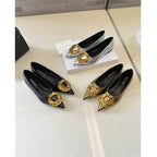 Damen elegante Ballerinas mit funkelndem Detail und raffinierter Schnallenapplikation