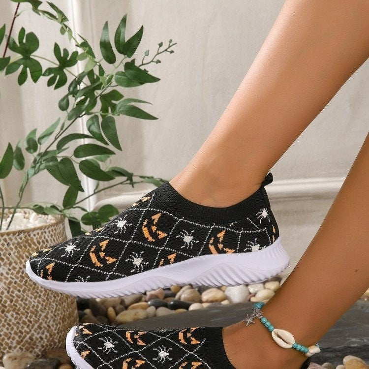 Damen Mode Sneakers mit Halloween-Motiv und rutschfester Sohle R&B