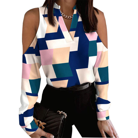 Damen Bluse mit schulterfreier Verarbeitung und floralem Druck R&B