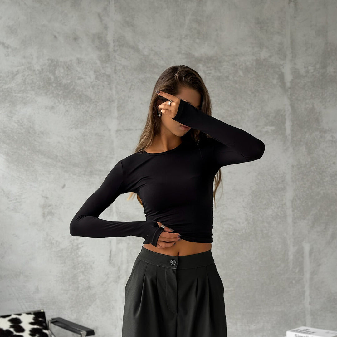 Damen figurbetontes Langarmoberteil aus weichem Material R&B