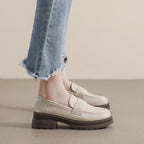 Damen Mokassin-Schuhe mit robustem Plateau und eleganter Schnalle