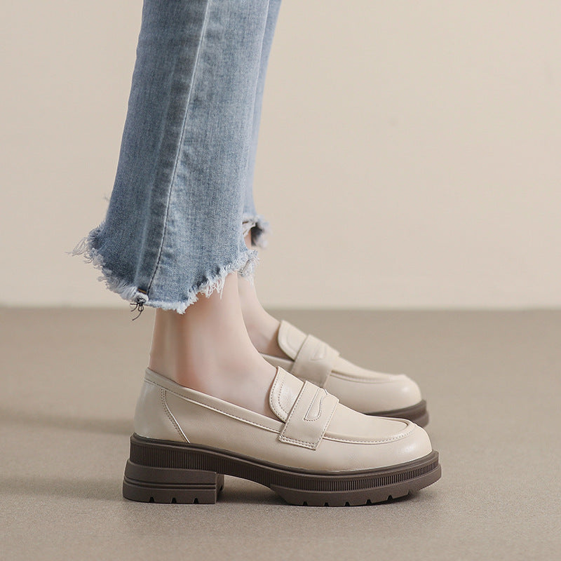 Damen Mokassin-Schuhe mit robustem Plateau und eleganter Schnalle