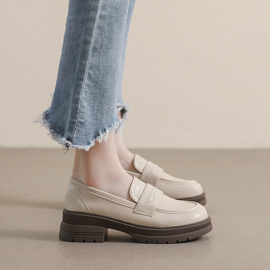Damen Mokassin-Schuhe mit robustem Plateau und eleganter Schnalle R&B