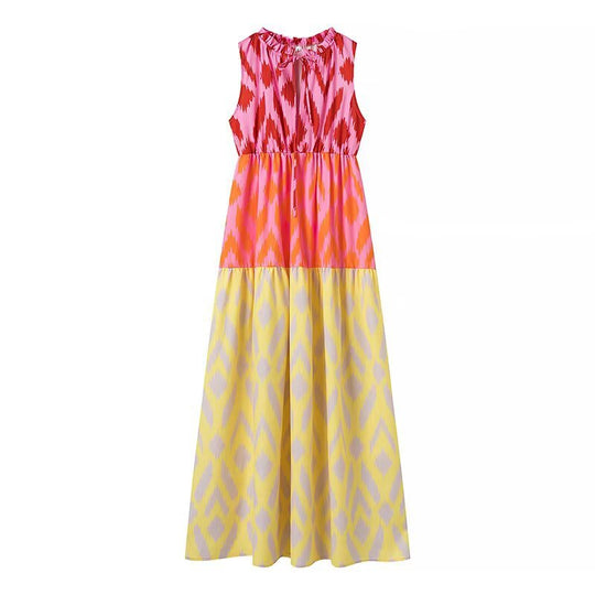 Damen Maxikleid mit buntem Muster und lässigem Schnitt R&B