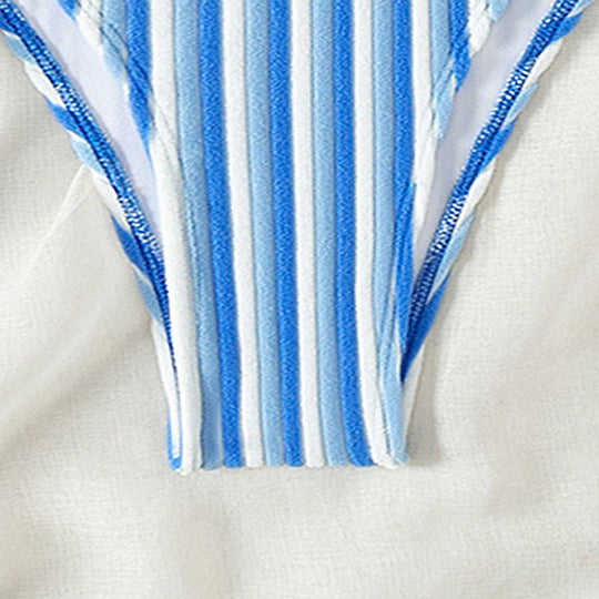 Damen Bikinislip mit verstellbaren Trägern und gestreiftem Design R&B