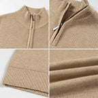 Herren modischer Strickpullover mit halbem Reißverschluss und strukturiertem Muster R&B