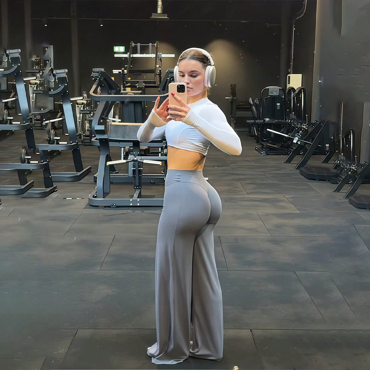 Damen Hochgeschnittene weite Sporthose R&B