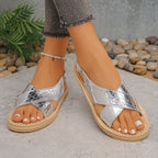 Damen Riemensandalen mit schickem Schlangenleder-Design und komfortablem Fußbett R&B