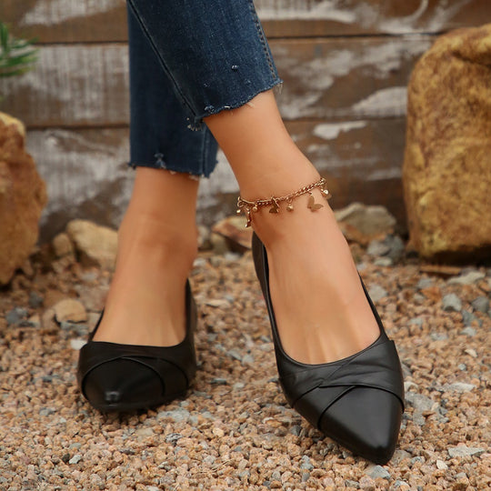 Damen elegante Ballerinas mit raffiniertem Lederoberteil R&B