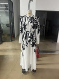 Damen Maxikleid mit floralen Mustern und raffinierten Volants