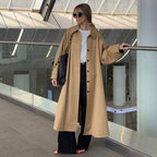 Damen Modischer Oversized-Trenchcoat mit breitem Kragen und Knopfleiste R&B