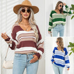 Damen Strickpullover mit modischem Streifenmuster und lässigem Schnitt R&B