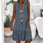 Damen luftiges Freizeitkleid mit verspieltem Blumenmuster und fließender Silhouette