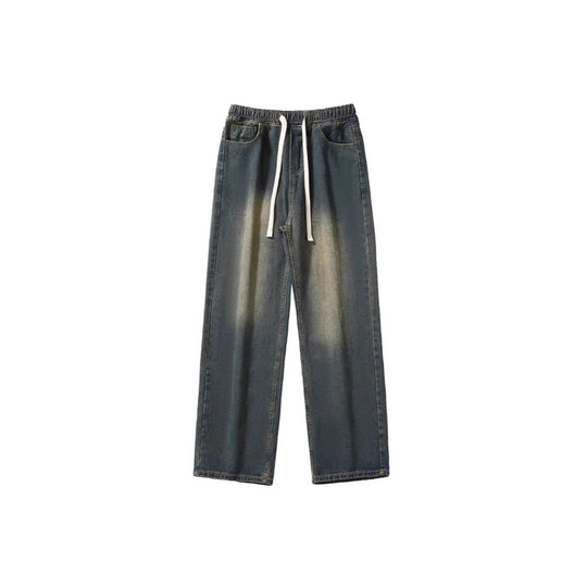 Damen Weite Denim-Hose mit elastischem Bund und regulierbarem Kordelzug R&B