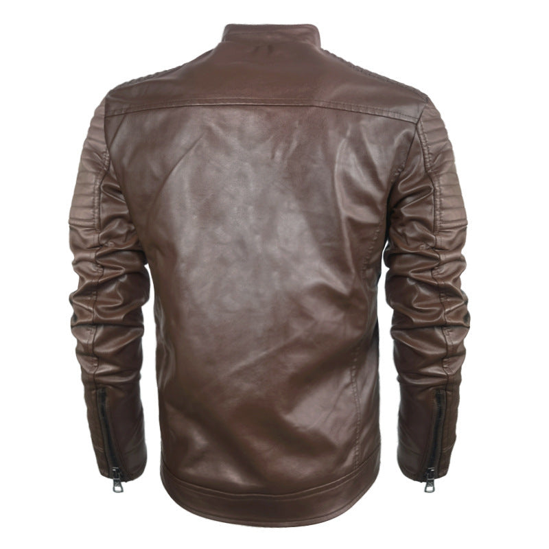 Herren Biker-Lederjacke mit Steppstruktur
