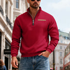 Herren nan Sweatshirt mit halbem Reißverschluss, Stehkragen und Brust-Welttasche R&B