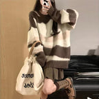 Damen Grobstrickpullover mit modischem Streifenmuster und lässigem Schnitt R&B